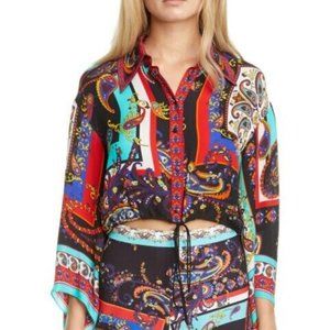 Alice + Olivia Larkin Paisley-Print Crop Blouse